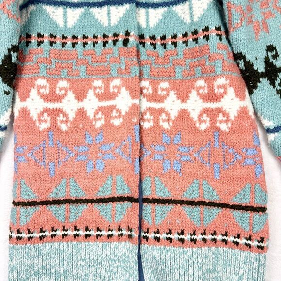 Sundance Faya Fair Isle Sweater Coat Longline Size Small Nordic - Picture 6 of 9